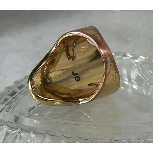 Artisan Designed Agate Bezel Set Long Knuckle Ring Size 7 1/2 Adjustable Band - Picture 6 of 7